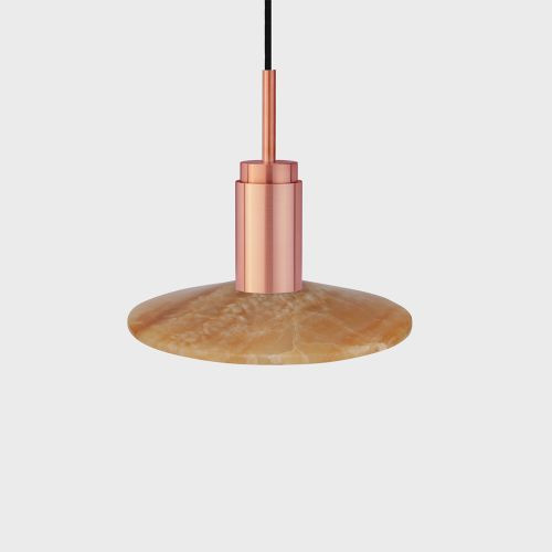 Anour Donya Onyx Solar Hanglamp - Amberkleurige kap - Geborsteld koper