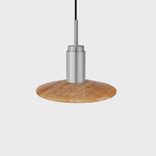Anour Donya Onyx Solar Hanglamp - Amberkleurige kap - Geborsteld roestvrij staal