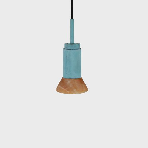 Anour Donya Onyx Trapeze Hanglamp - Amberkleurige kap - Geoxideerd koper