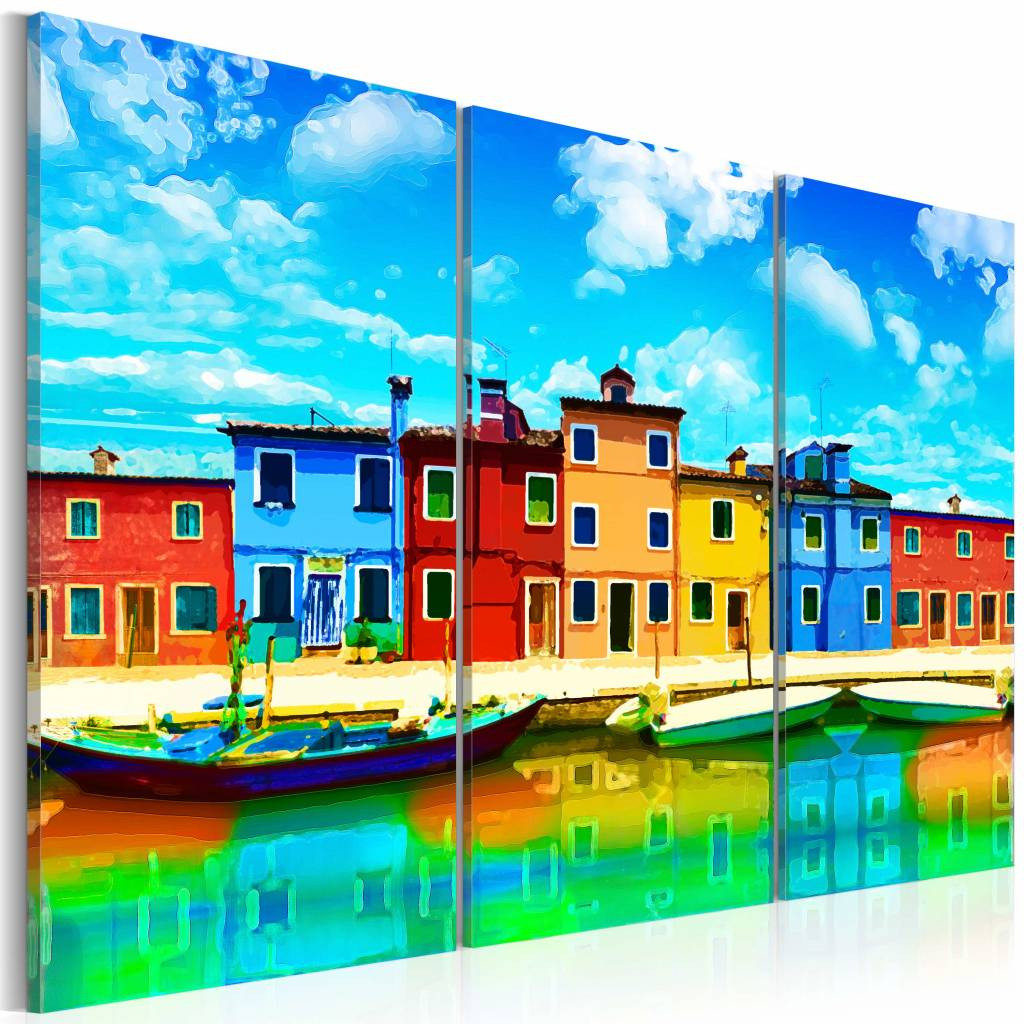 Schilderij - Zonnig Venetië, Multi-gekleurd, 3luik, Premium print