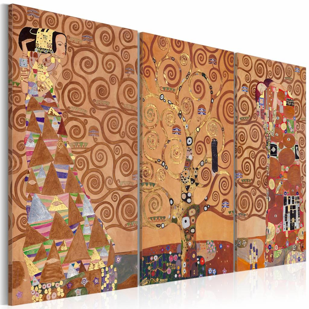 Schilderij - Levensboom, wanddecoratie, multikleur , print op canvas ,3 maten, 3luik