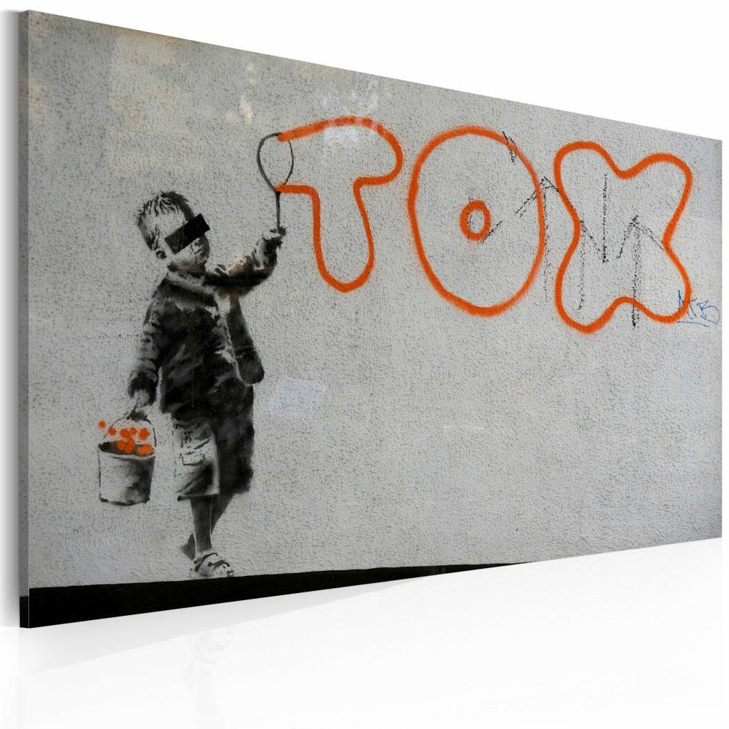 Schilderij - Banksy - Wallpaper Graffiti, 40x60cm , wanddecoratie , premium print op canvas