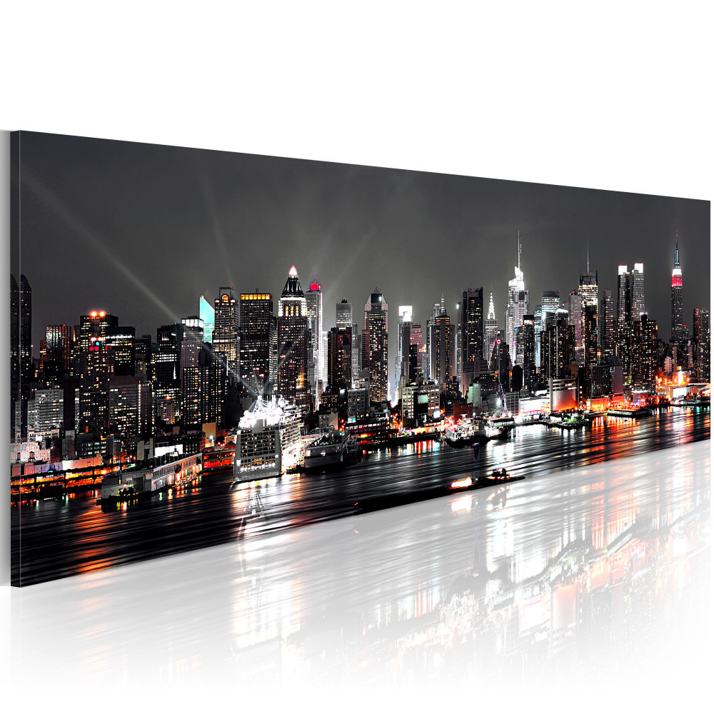 Schilderij - Droom over New York , Skyline 135x45cm