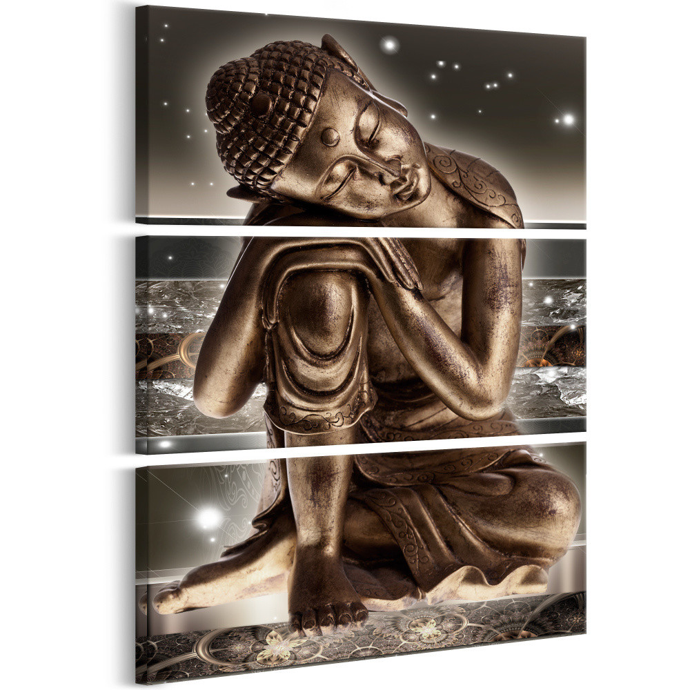 Schilderij - Boeddha in de nacht , 3 luik