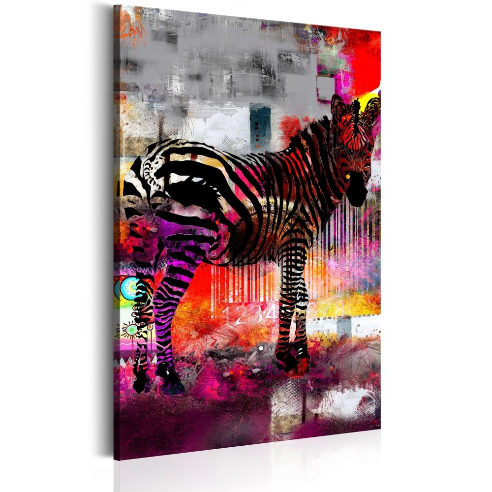 Schilderij - Zebra in moderne kleuren