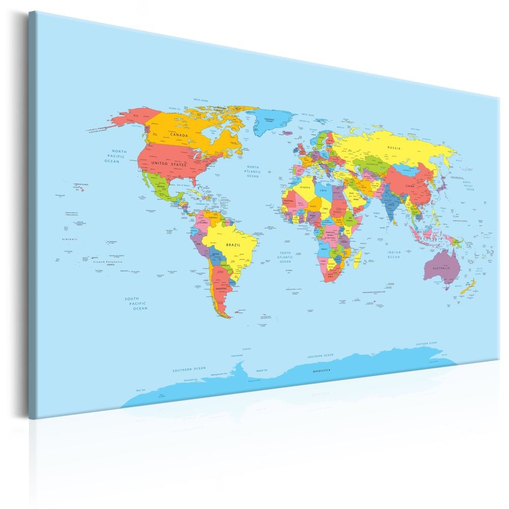 Schilderij - Wereldkaart , Regenboog Aarde