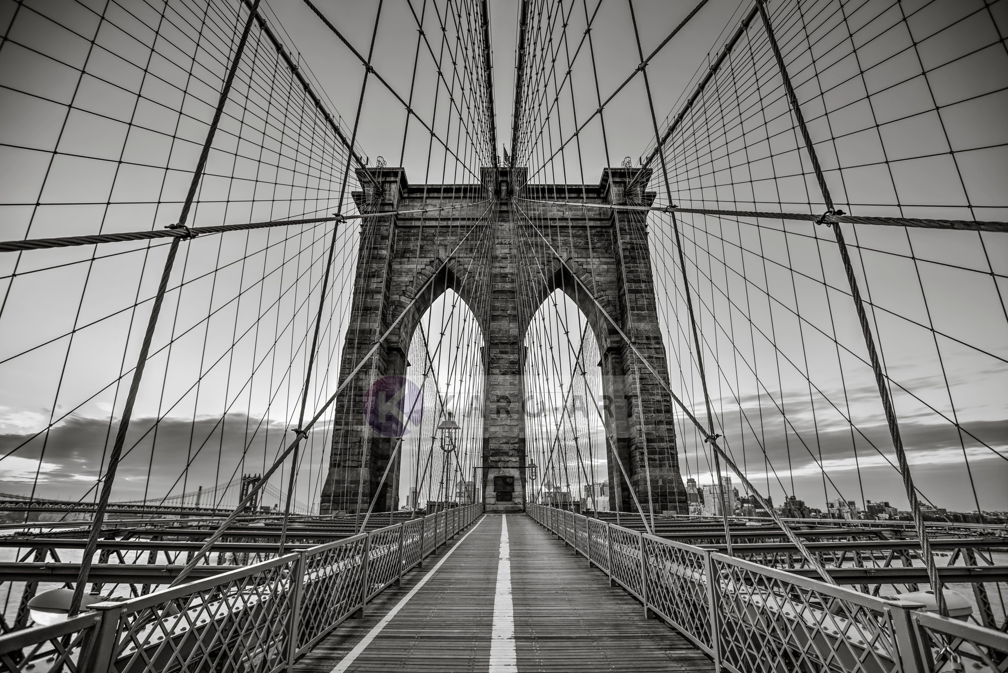 Afbeelding op acrylglas - Brooklyn Bridge Zwart Wit, New York