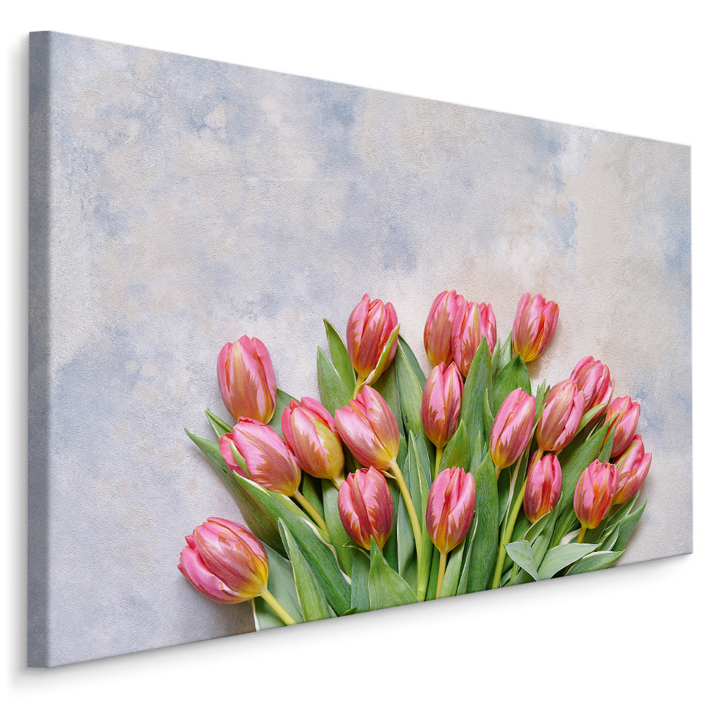 Schilderij - Boeket roze tulpen, premium print