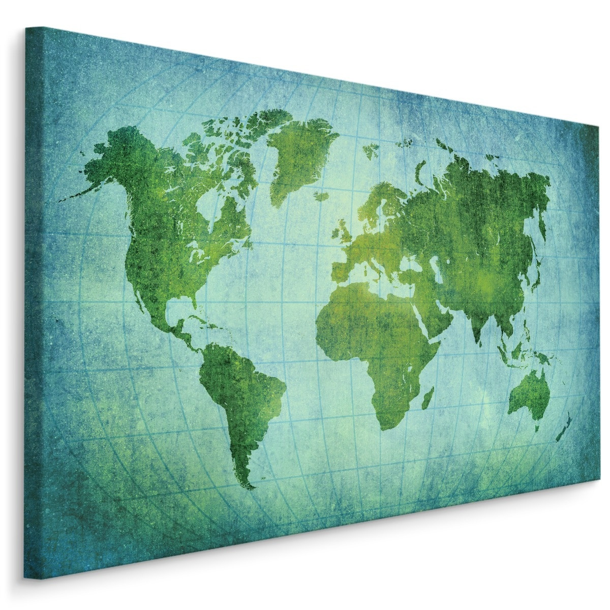 Schilderij - Wereldkaart, de Wereld in het Groen, Premium Print