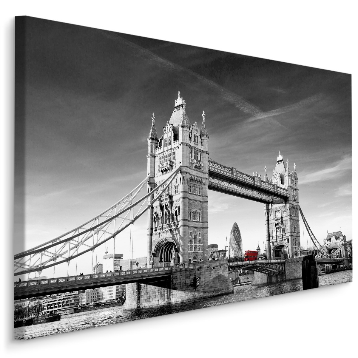 Schilderij - Tower Bridge in zwart/wit, Premium Print