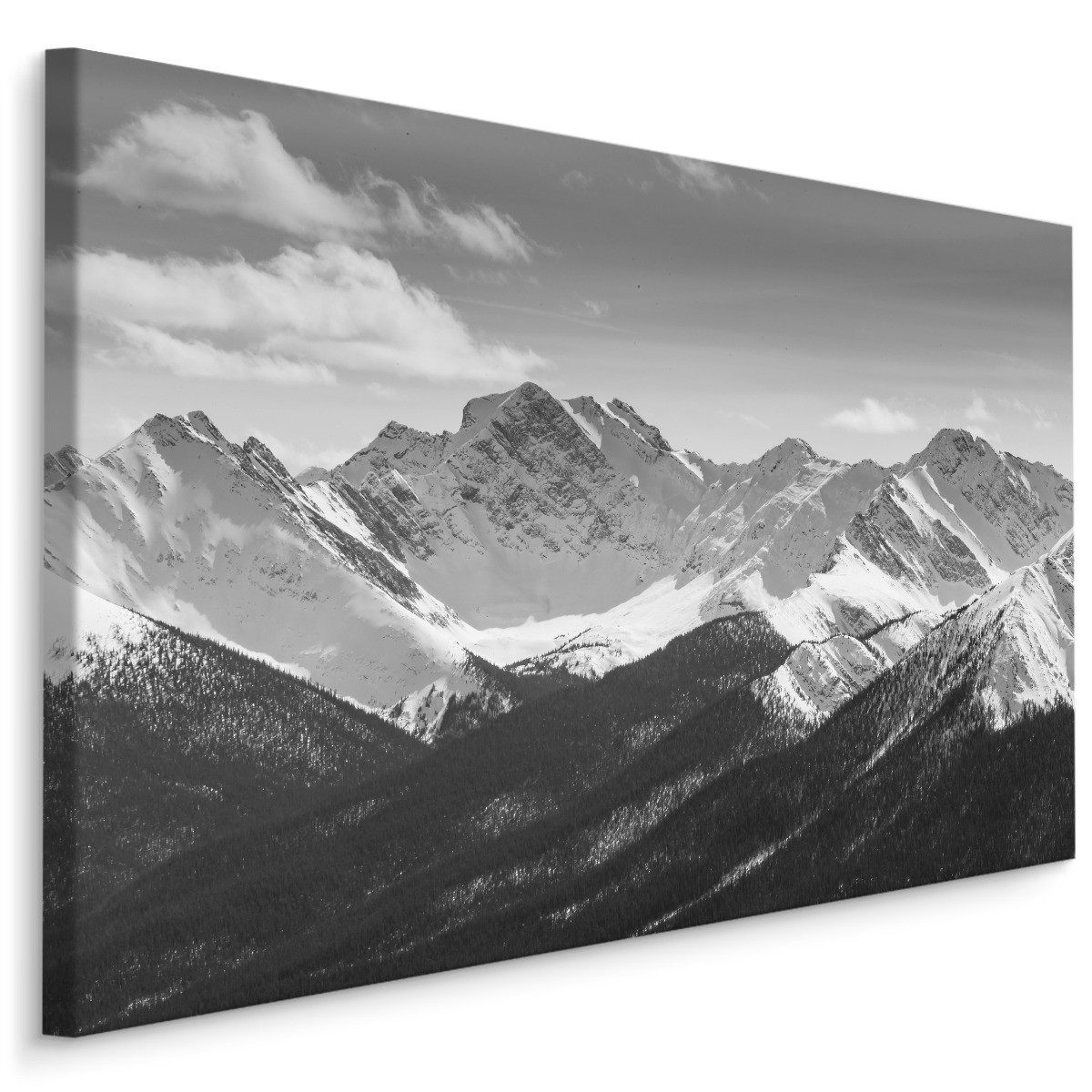 Schilderij - Prachtige Bergen in zwart/wit, premium print
