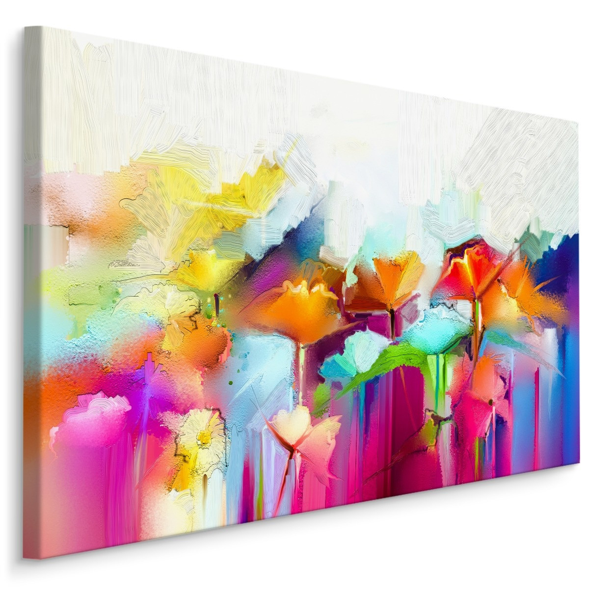 Schilderij - Gekleurde Bloemen, Print op canvas, Premium Print