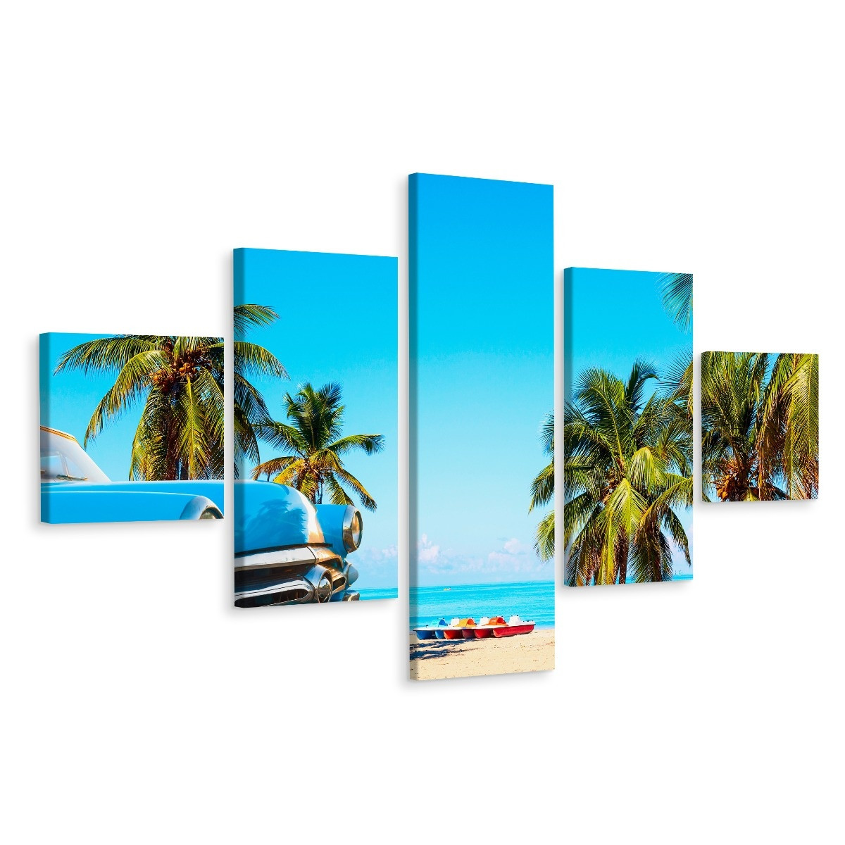 Schilderij - Varadero beach, Cuba, 5 luik, Premium Print