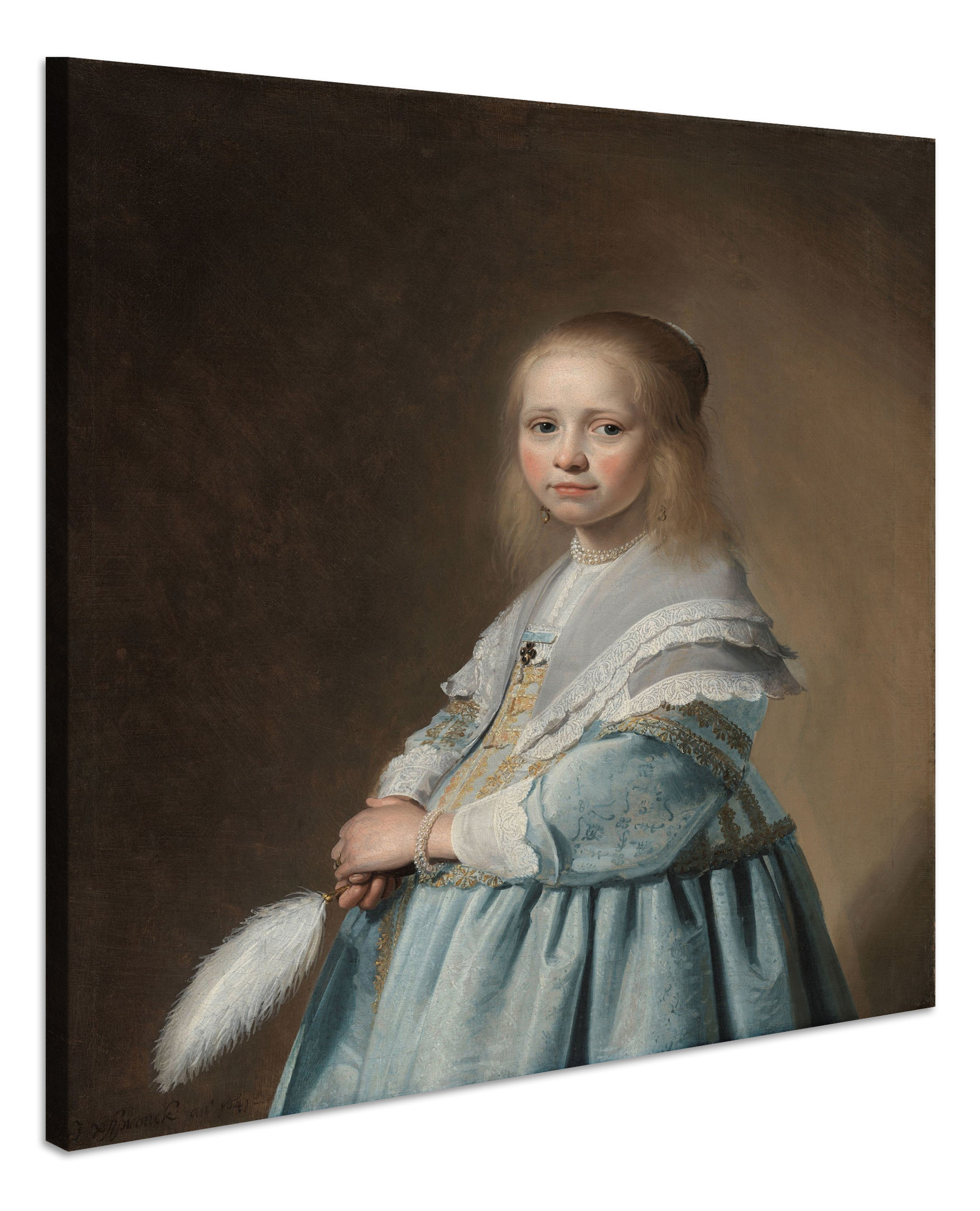 Schilderij - Johannes Cornelisz. Verspronck, Portret van een meisje in het blauw, 1641, 80x100cm