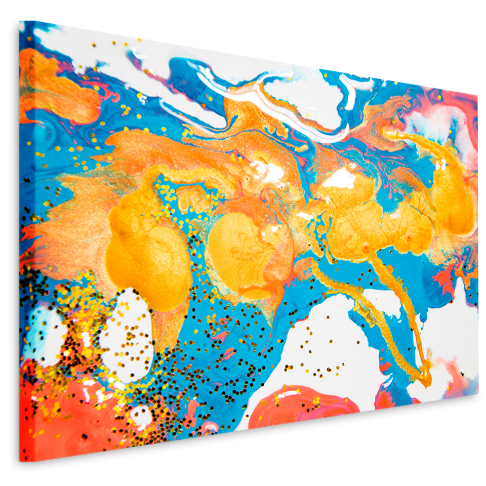 Schilderij - Abstract Acrylverf , Multikleur, Premium print, wanddecoratie in 2 maten, eyecatcher