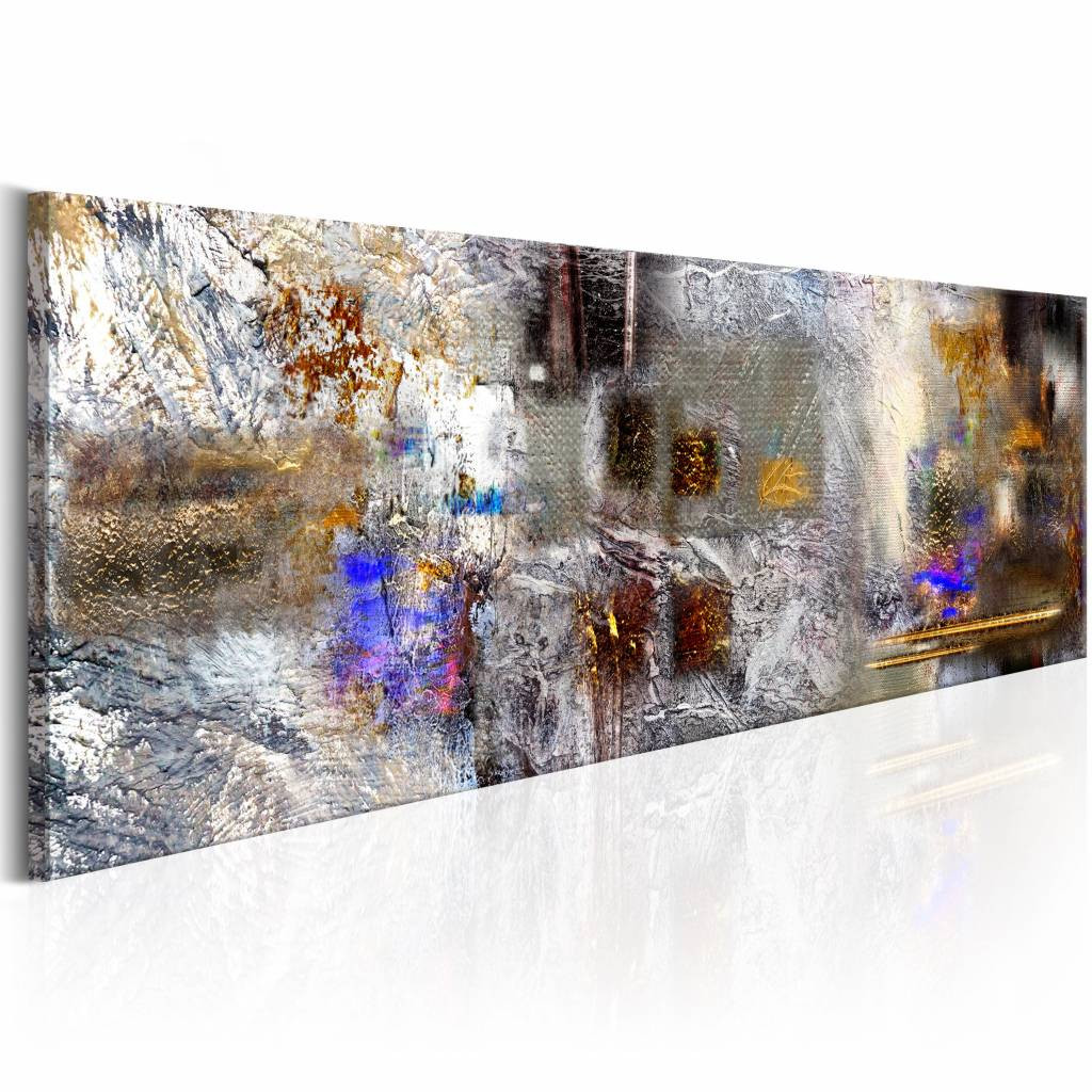 Schilderij - Winter Caleidoscoop , multi kleur, print op echt Italiaans canvas, abstract schilderij, in 3 maten, wanddecoratie