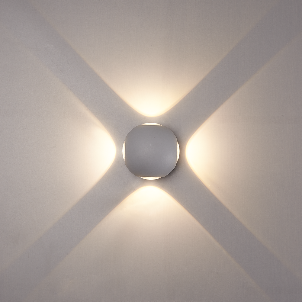 Hofronic Austin LED wandlamp - 3000K warm wit - Rondom verlicht - Vierzijdig oplichtend - 4 watt - Up & down - Rond - Globe - Voor buiten en binnen - Grijs