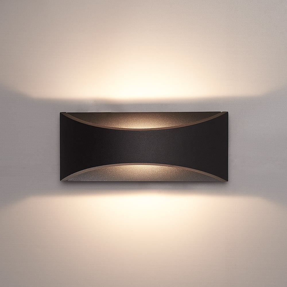 HOFTRONIC™ Lowa LED wandlamp - 3000K warm wit - 6 Watt - Up & down light - IP54 voor binnen en buiten - Moderne muurlamp - Tweezijdig - Zwart