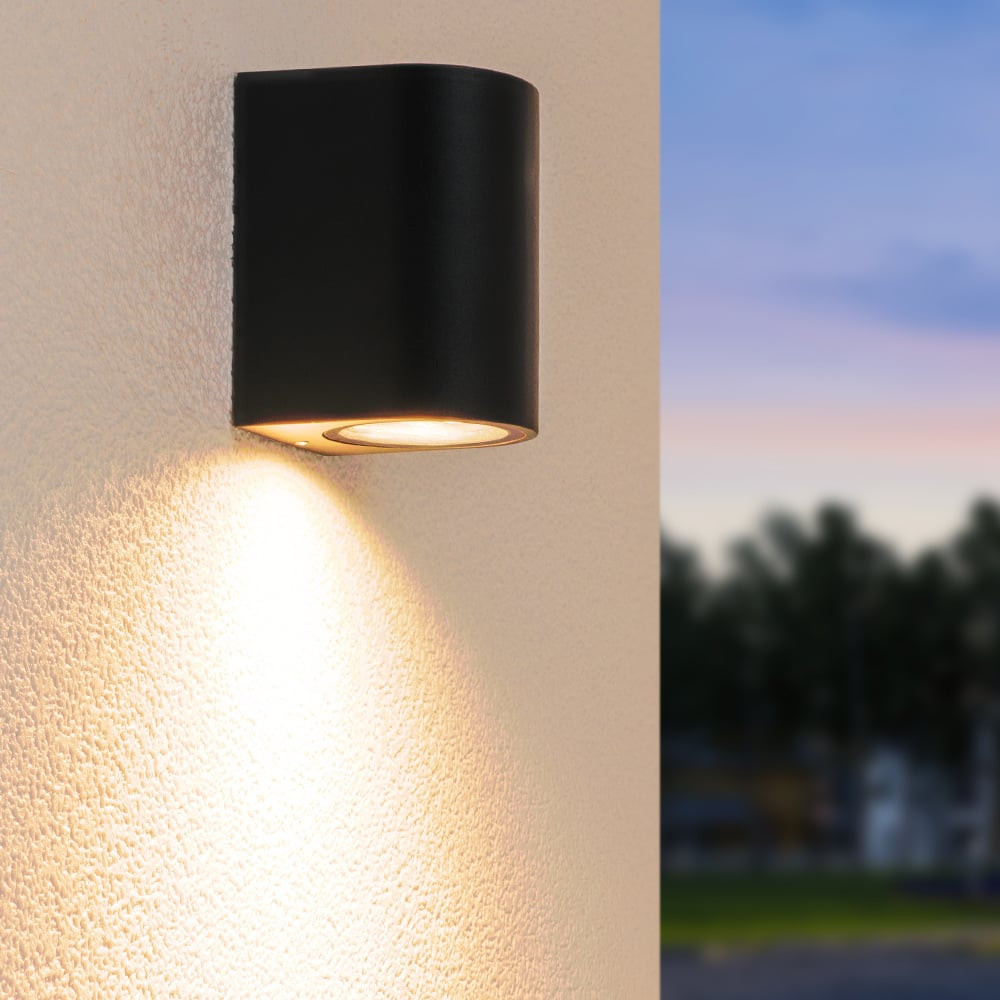 Hofronic Alvin dimbare LED wandlamp - 2700K warm wit - GU10 - 5 Watt - Wandspot - Zwart - IP65 voor binnen en buiten
