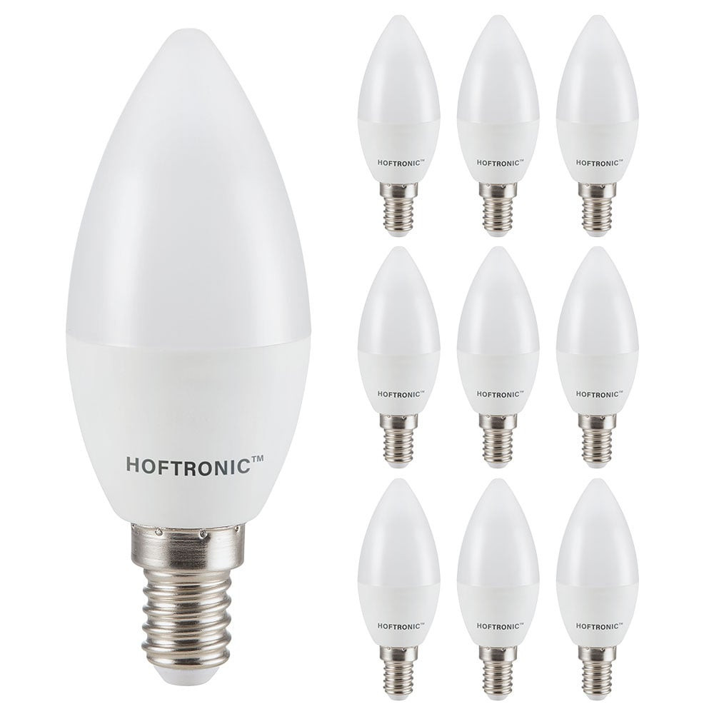 HOFTRONIC™ 10x E14 LED Lamp - 4,8 Watt 470 lumen - 2700K Warm wit licht - Kleine fitting - Vervangt 40 Watt - C37 kaarslamp