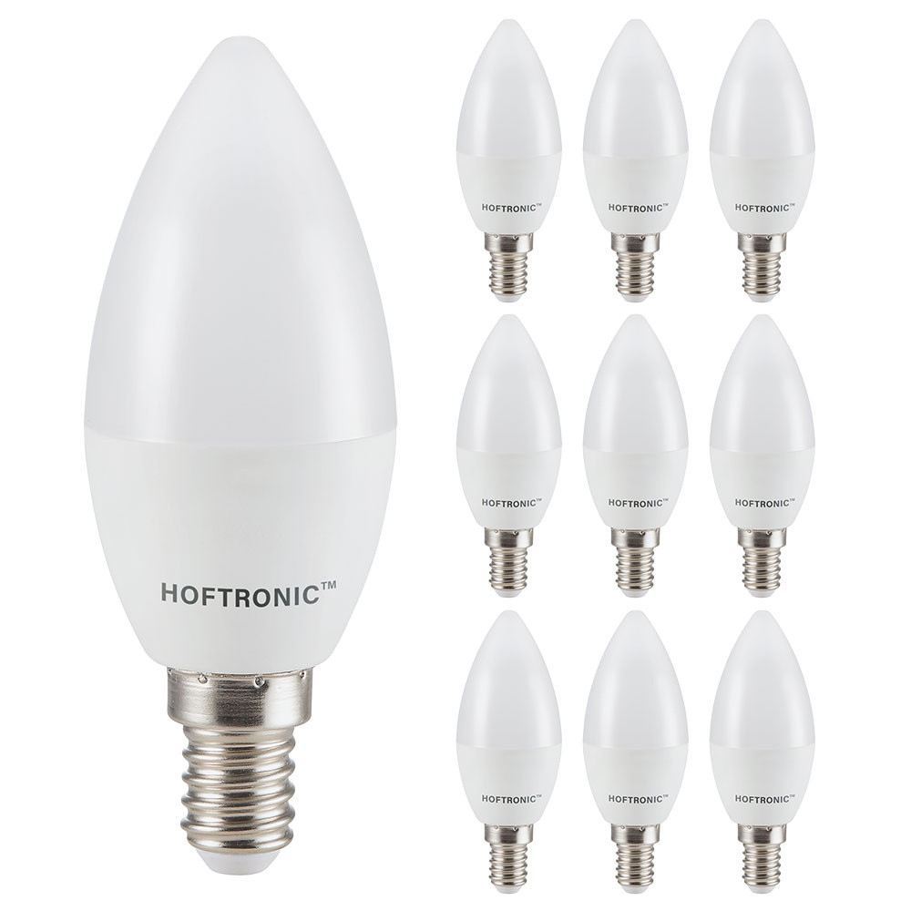HOFTRONIC™ 10x E14 LED Lamp - 4,8 Watt 470 lumen - 4000K neutraal wit licht - Kleine fitting - Vervangt 40 Watt - C37 kaarslamp