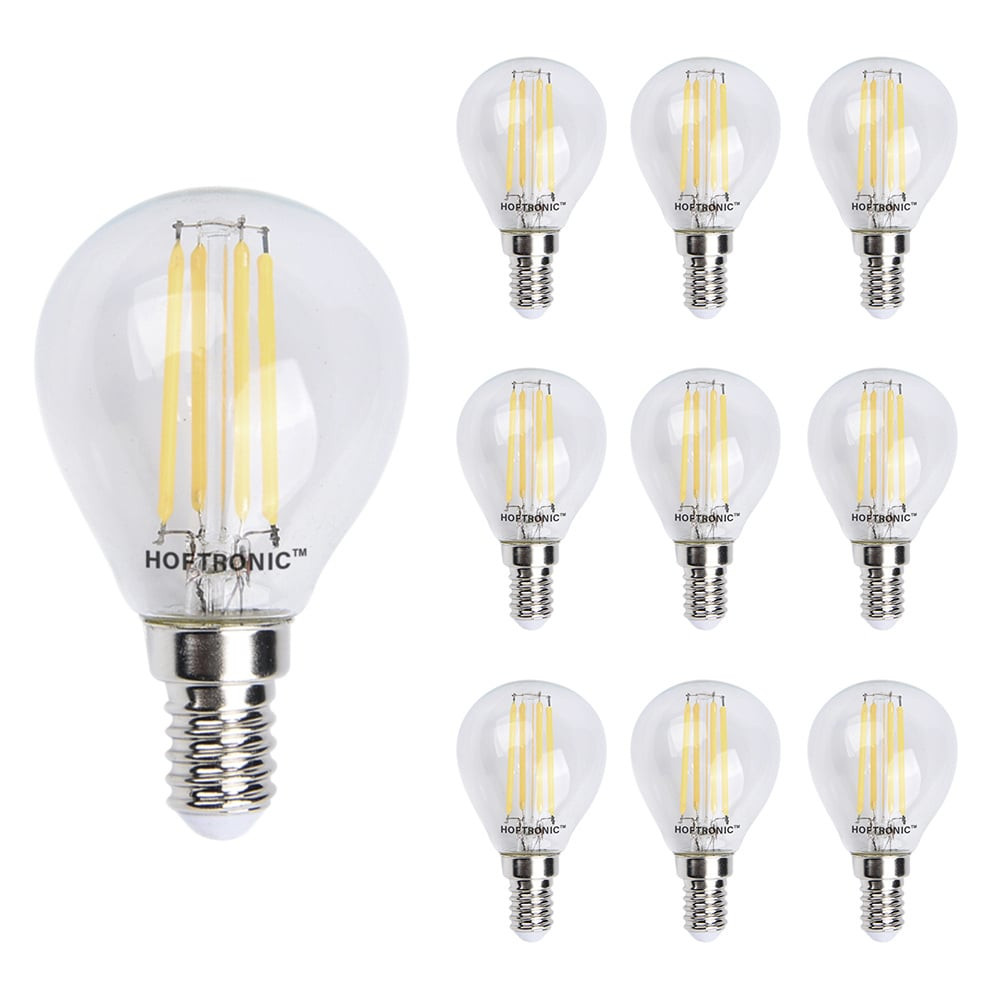 HOFTRONIC™ 10x E14 LED Filament - 4 Watt 470 lumen - 2700K warm wit licht - kleine fitting - Vervangt 40 Watt - P45 vorm