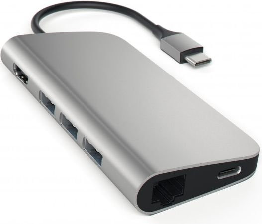 USB-хаб Satechi Aluminum Type-C Multi-Port Adapter 4K with Ethernet (3xUSB 3.0, USB Type-C, RJ-45, HDMI, SD, micro-SD), Серый Док-станция ST-TCMAM