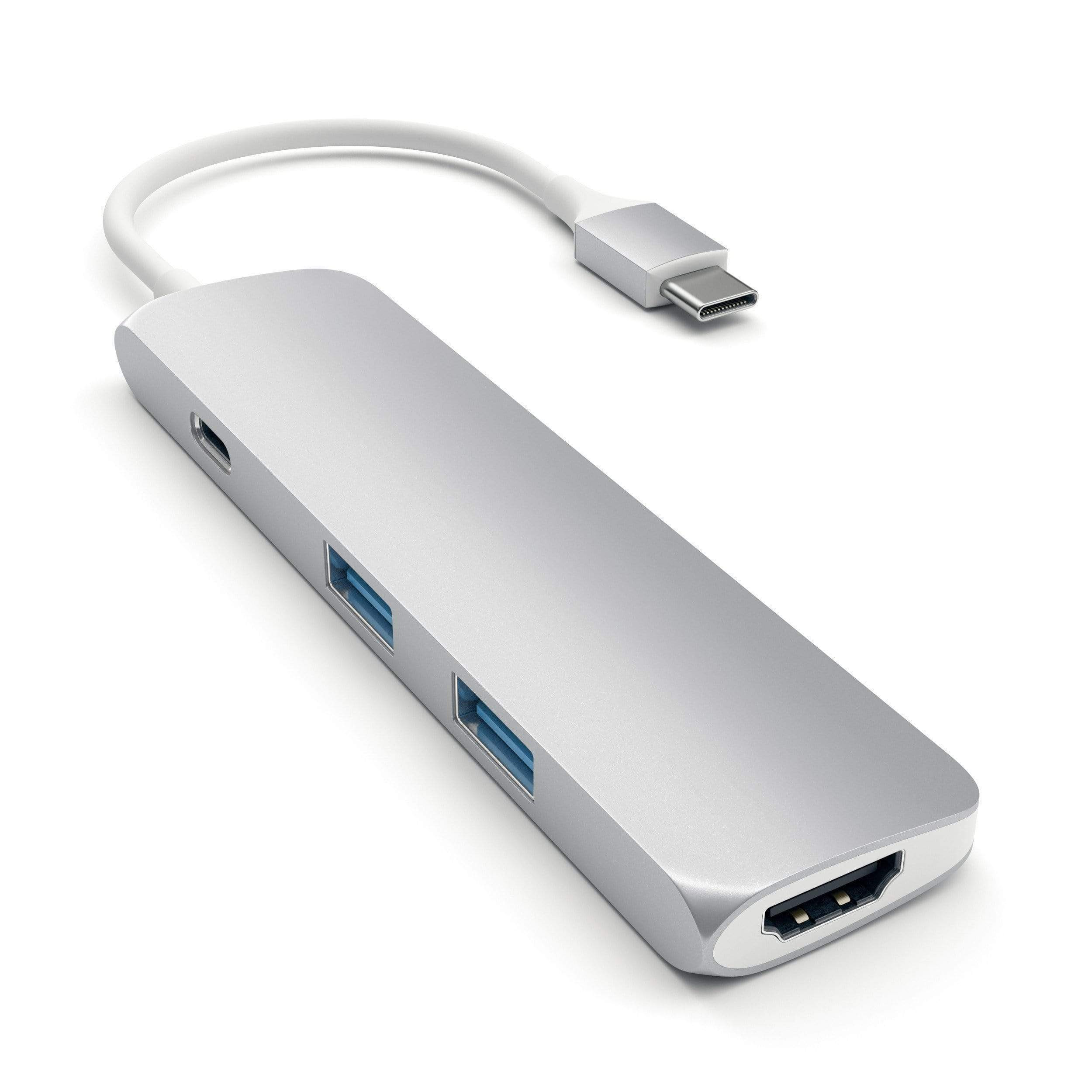 USB-хаб Satechi Aluminum Type-C Slim Multi-Port Adapter 4K (2xUSB 3.0, USB Type-C, HDMI), Серебристый Док-станция ST-CMAS