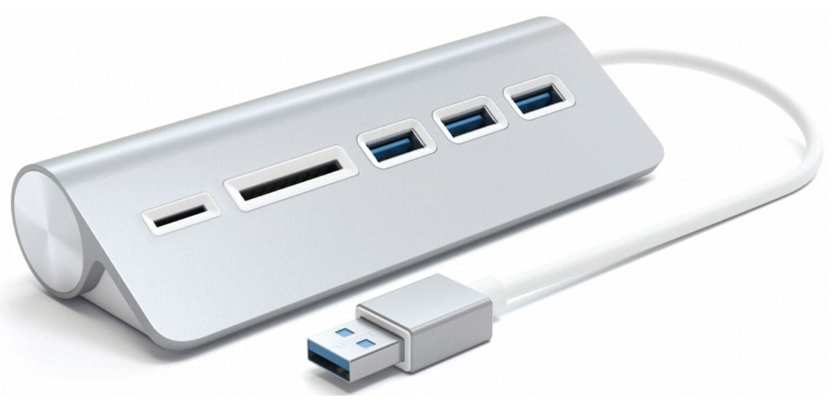 USB-хаб Satechi Aluminum USB 3.0 Hub and Card Reader (3xUSB 3.0, SD, micro-SD) Серебристый Док-станция ST-3HCRS