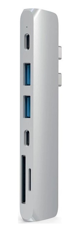 USB-хаб Satechi Aluminum Thunderbolt 3 Pro Hub для Macbook Pro (2xUSB 3.0, Type-C, Thunderbolt 3, HDMI, SD, micro-SD) Серебристый Док-станция ST-CMBPS