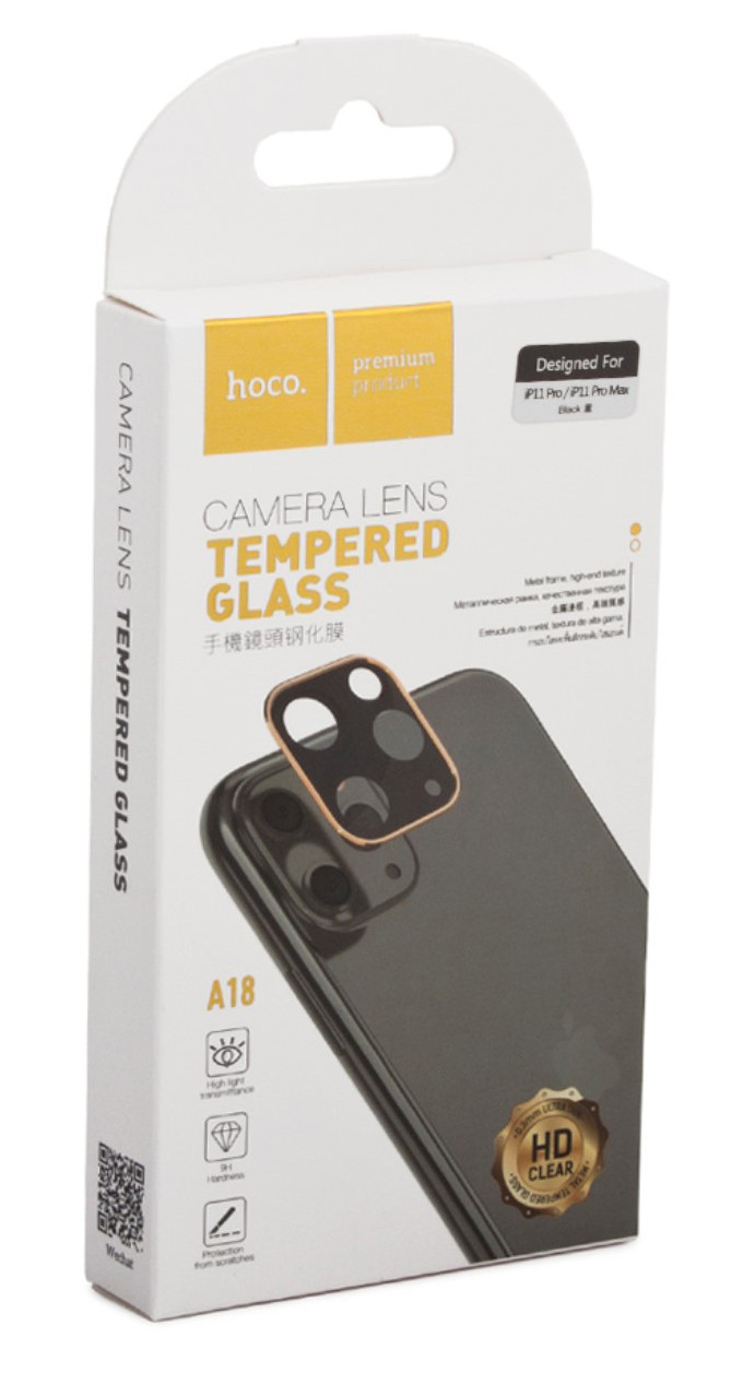 Защитное стекло HOCO 3D Metal Frame Flexible Lens Film для камеры смартфона Apple iPhone 11 Pro/11 Pro Max , Black, Черный 0L-00044732