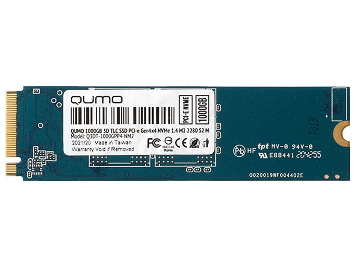 Внутренний SSD-накопитель Qumo Novation 1Tb, M.2 2280,  PCIe Gen4 x4, NVMe, 3D TLC, Черный Q3DT-1000GPP4-NM2 OEM