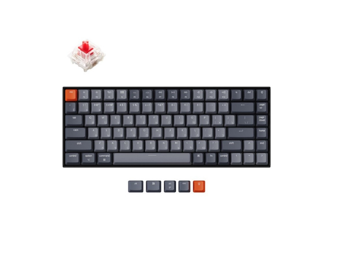 Клавиатура беспроводная механическая Keychron K2 Light Grey, Gateron Red Switch, Bluetooth,  RGB подстветка, 4000мАч, Серый K2C1Z