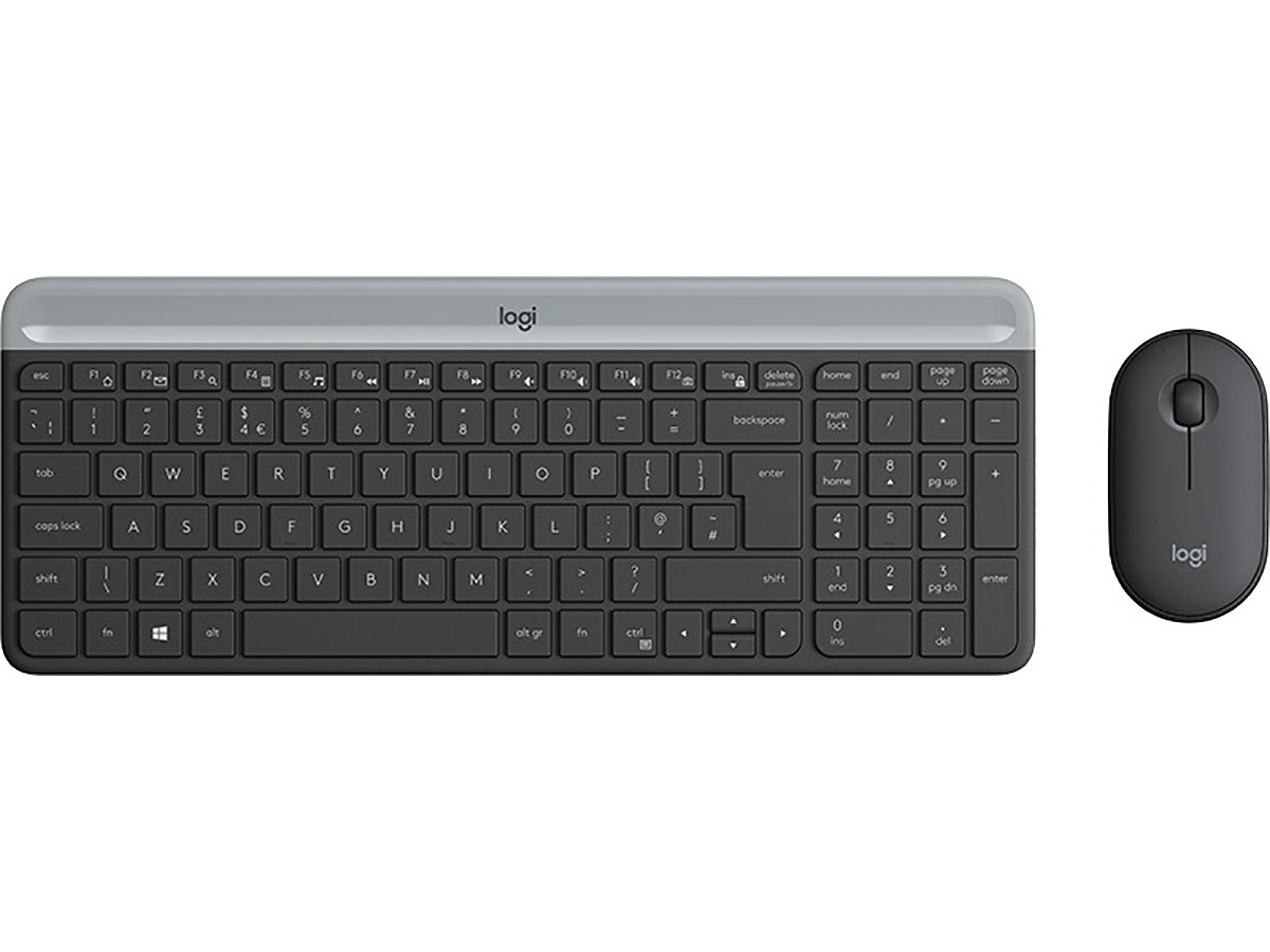 Комплект беспроводной клавиатура+мышь Logitech MK470 Slim, Wireless/USB, Черный/Серый 920-009206