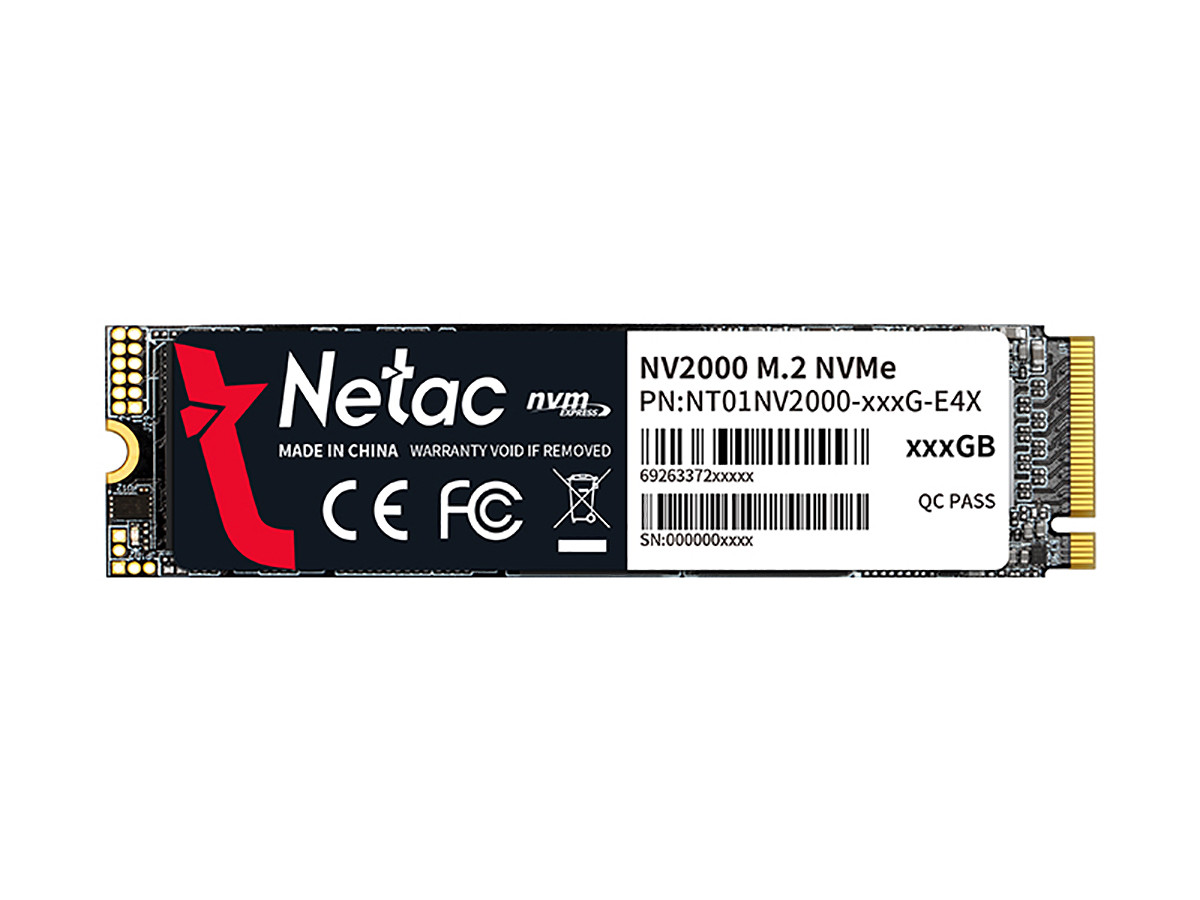 Внутренний SSD-накопитель Netac NV2000 1Tb, M.2 2280, PCIe Gen3 x4, 3D NAND, 600 TBW, Черный NT01NV2000-1T0-E4X
