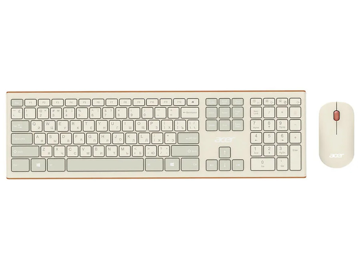 Клавиатура + мышь беспроводная Acer OCC200, Wireless/USB, Разноцветный (бежевый, серый, коричневый) ZL.ACCEE.004