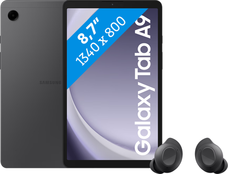 Samsung Galaxy Tab A9 8,7 inch 128GB Wifi en 4G Grijs + Buds FE Zwart