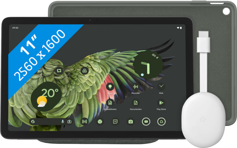 Google Pixel Tablet 256GB Wifi Grijs + Pixel Tablet Back Cover Grijs + Chromecast HD