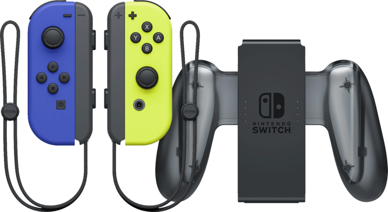 Nintendo Switch Joy-Con set Blauw/Neon Geel + Nintendo Switch Joy-Con Charge Grip
