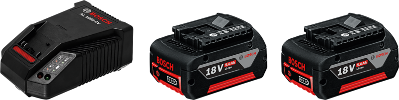 Bosch Professional 18V 5,0 Ah GBA accu (2x) + snellader