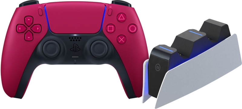 Sony PlayStation 5 DualSense draadloze controller Cosmic Red + BlueBuilt oplaadstation