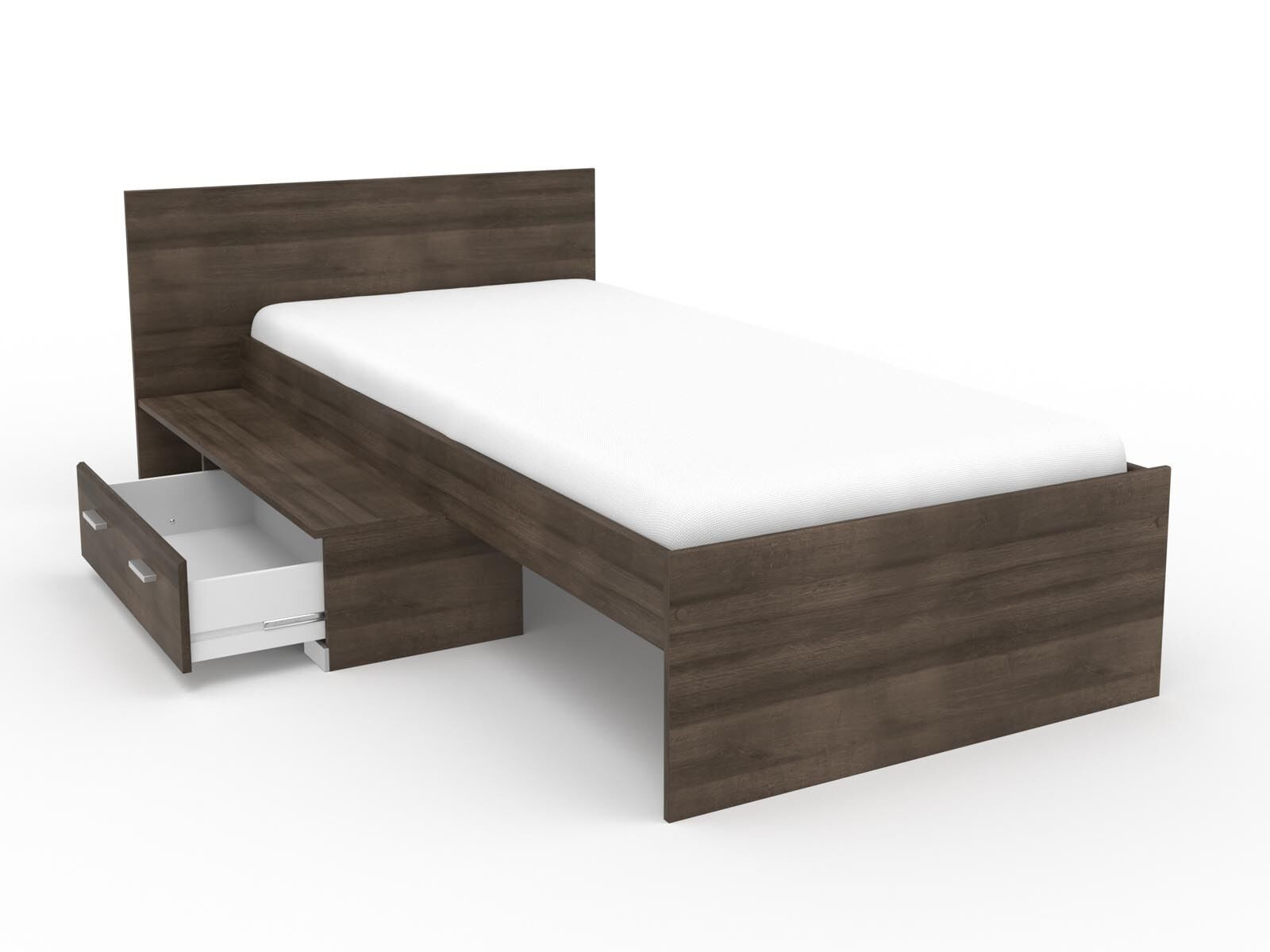 Bed INFINITY II 90x200 cm roman walnoot met lade