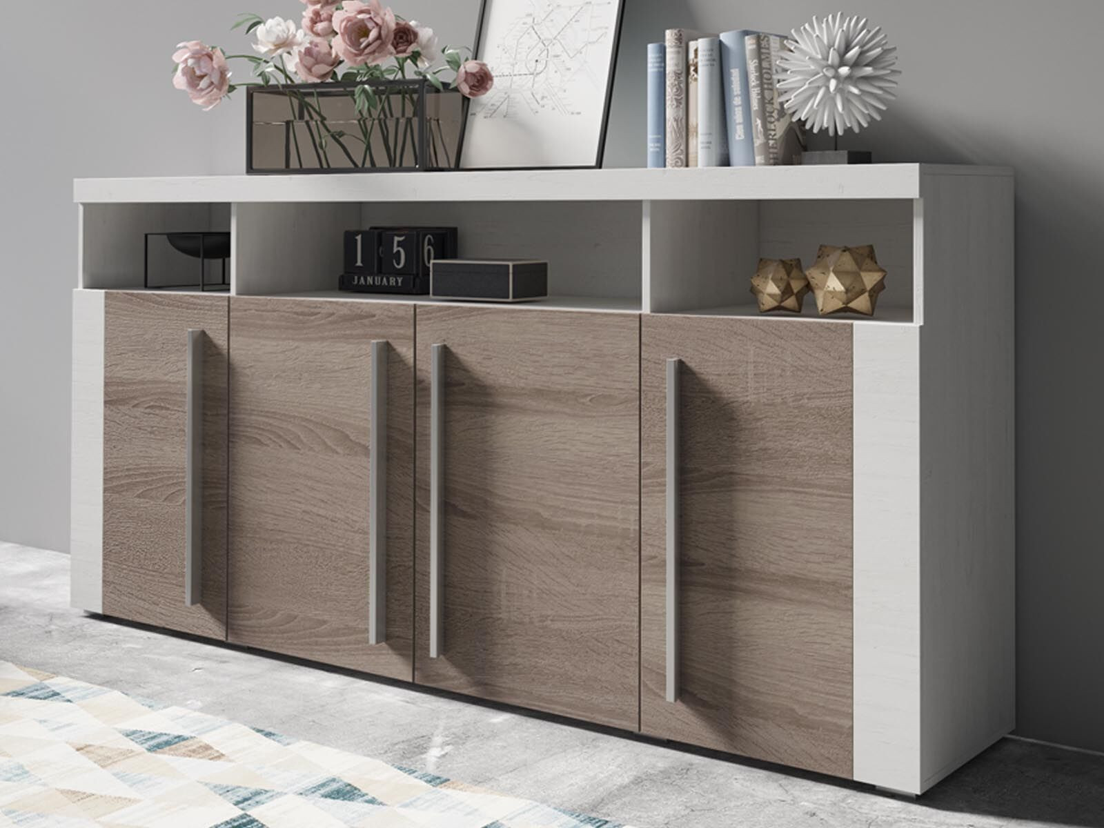 Dressoir ROBB 4 deuren andersen pijnboom/sonoma truffel