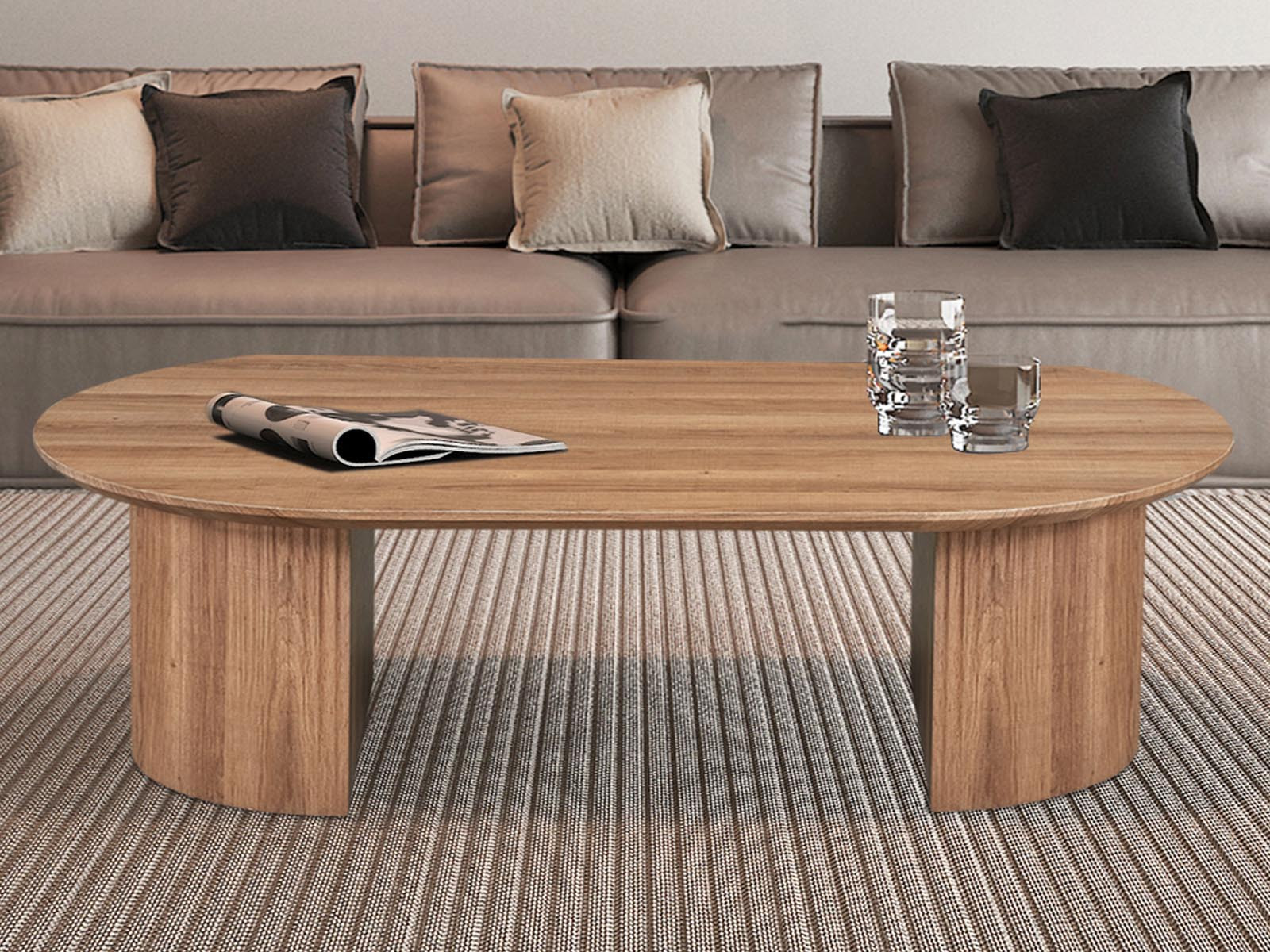 Ovale salontafel LARUSSO 120 cm oud eik