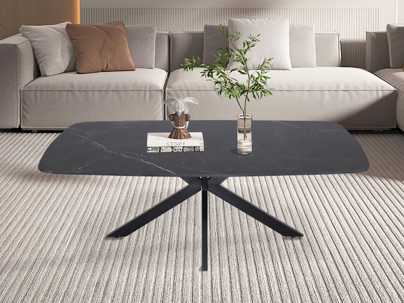 Ovale salontafel MILO 130 cm zwart