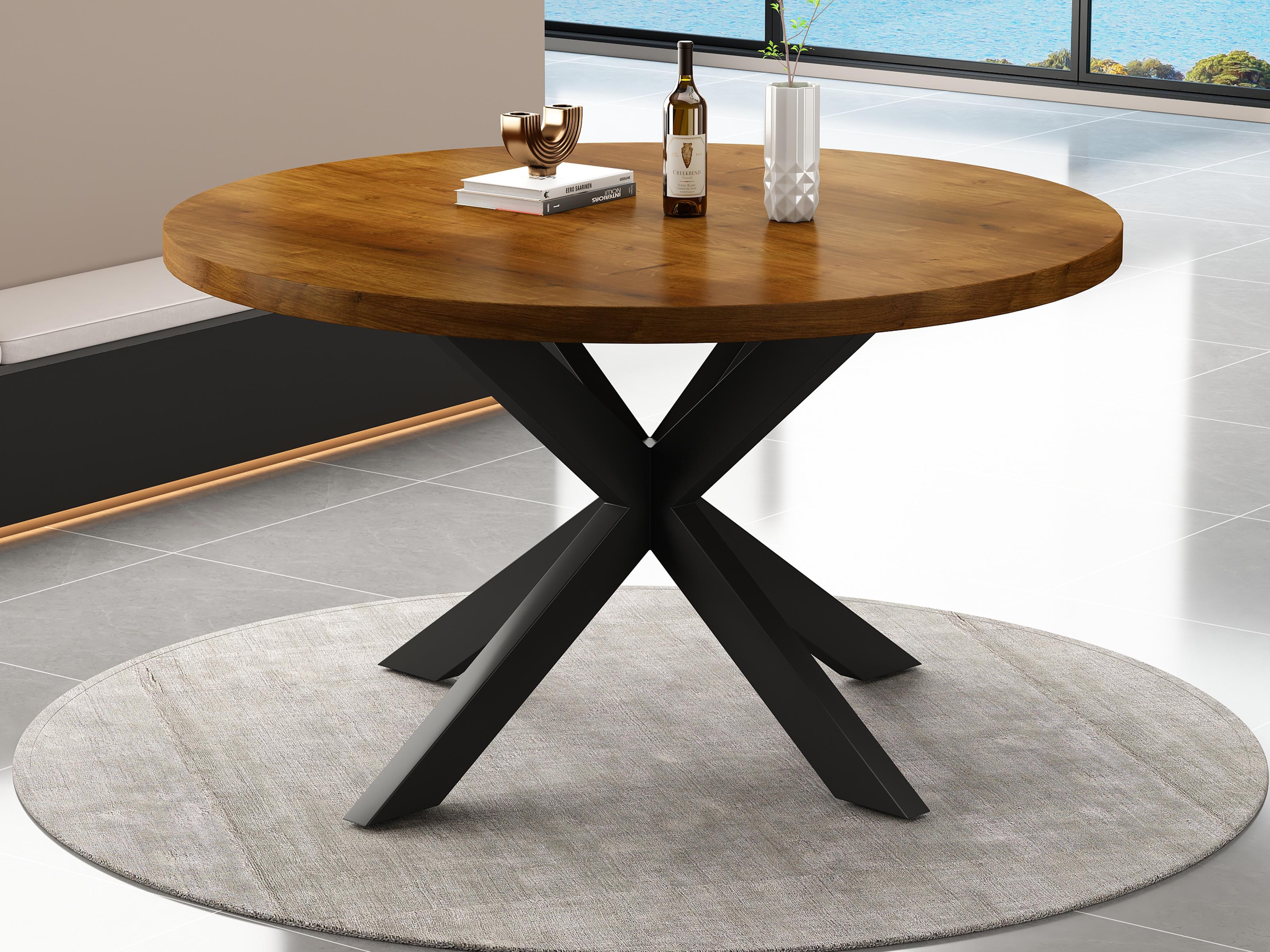 Ronde salontafel MARIONA 130 cm mangolia bruin