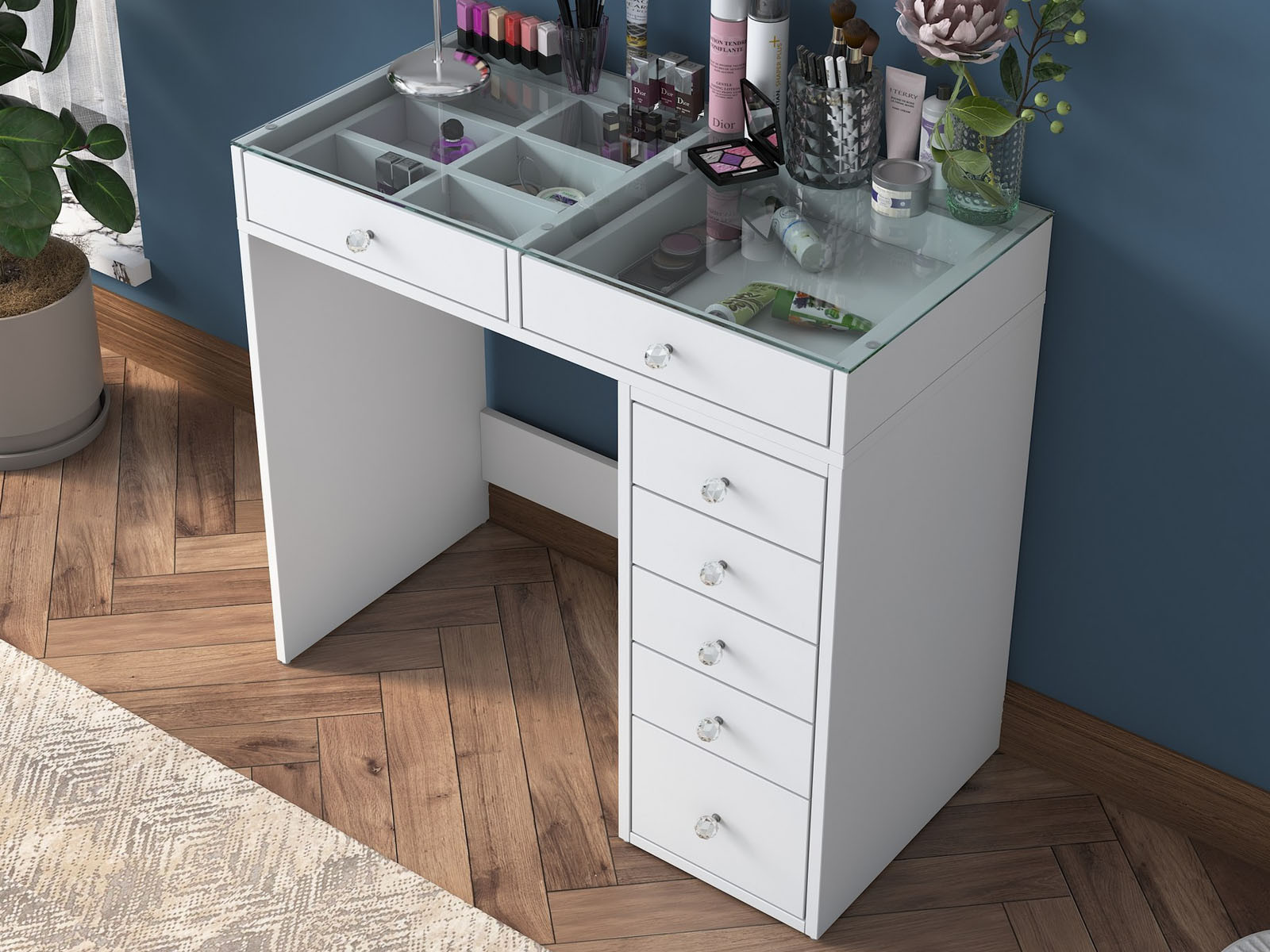 Make-up tafel JESSIE 7 lades wit