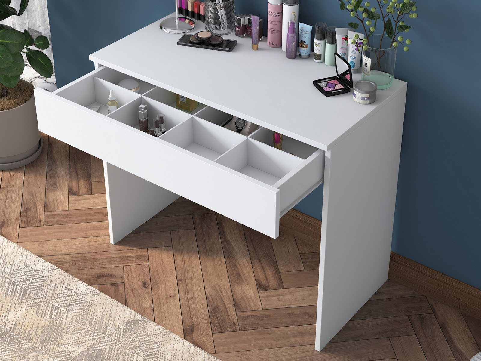 Make-up tafel MARGUERITE 1 lade wit