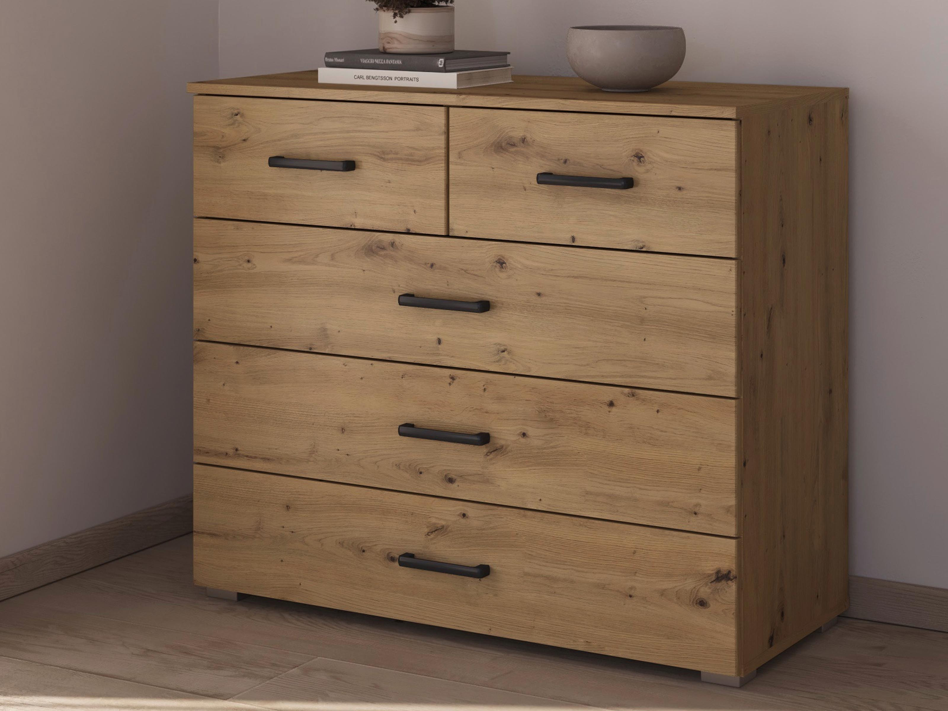 Commode MAKALISKA 5 lades artisan eik