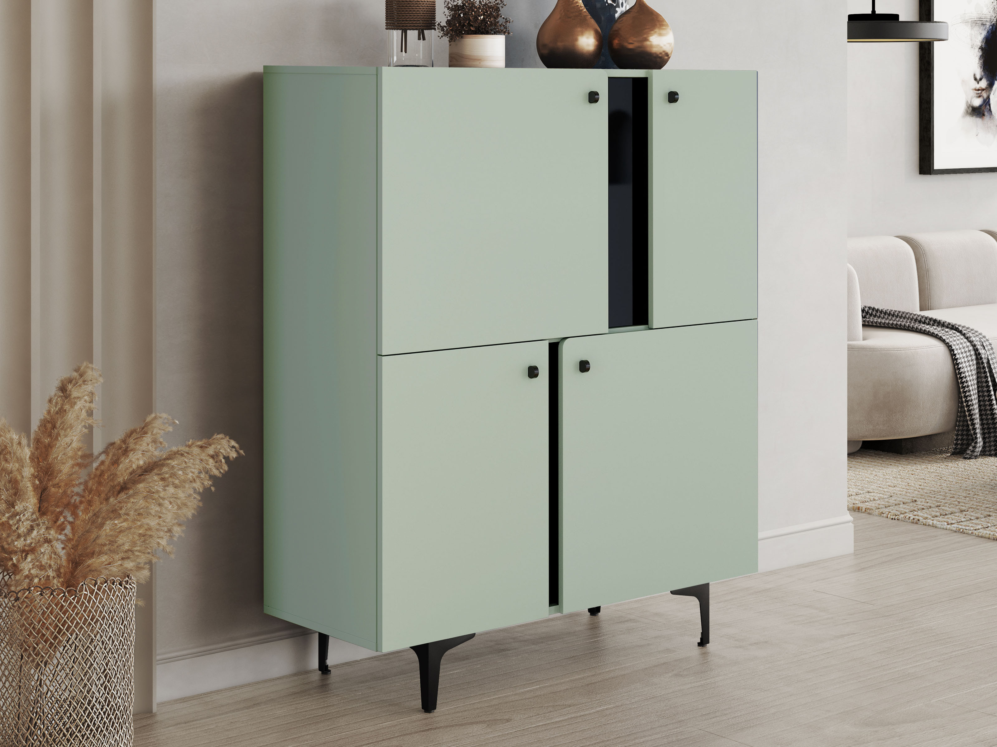 Commode COLORUS 4 deuren salie groen